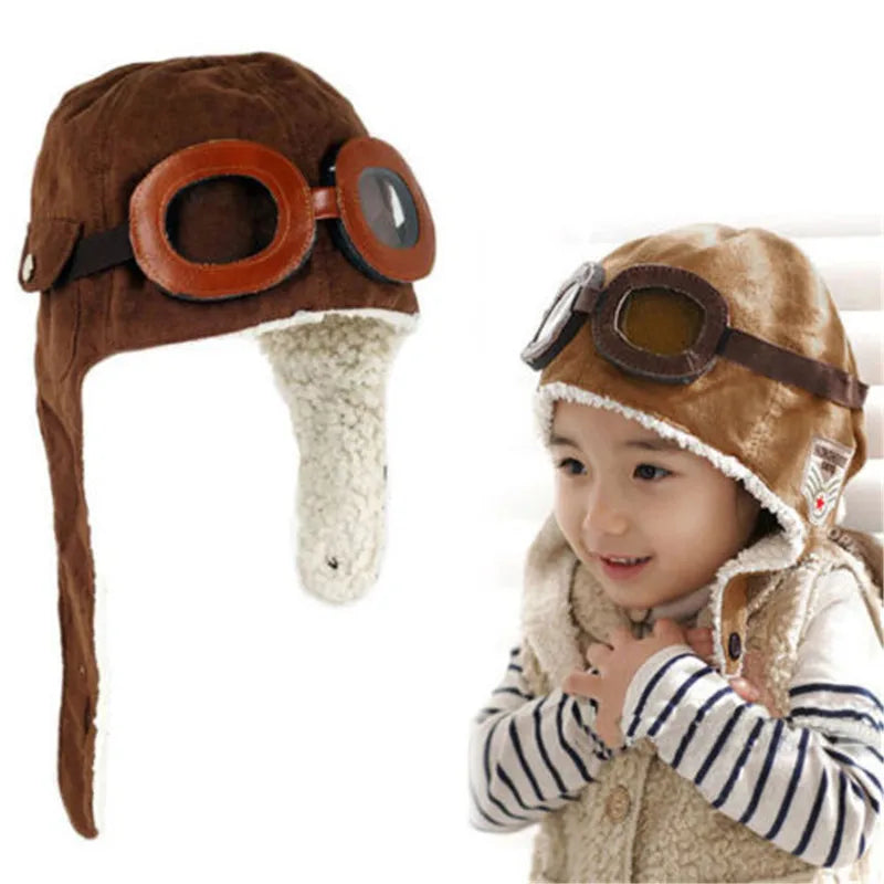 New Winter Fashion Cute BabyToddler Baby Boys Girls Kids Pilot Aviator Warm Cap Hat Beanie Pilot Caps 2 Colors