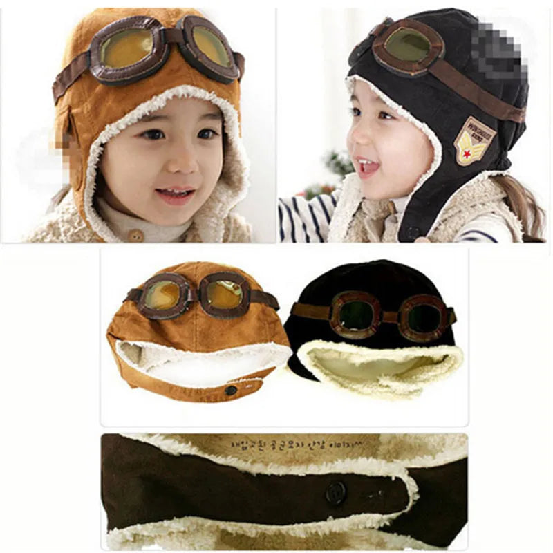 New Winter Fashion Cute BabyToddler Baby Boys Girls Kids Pilot Aviator Warm Cap Hat Beanie Pilot Caps 2 Colors