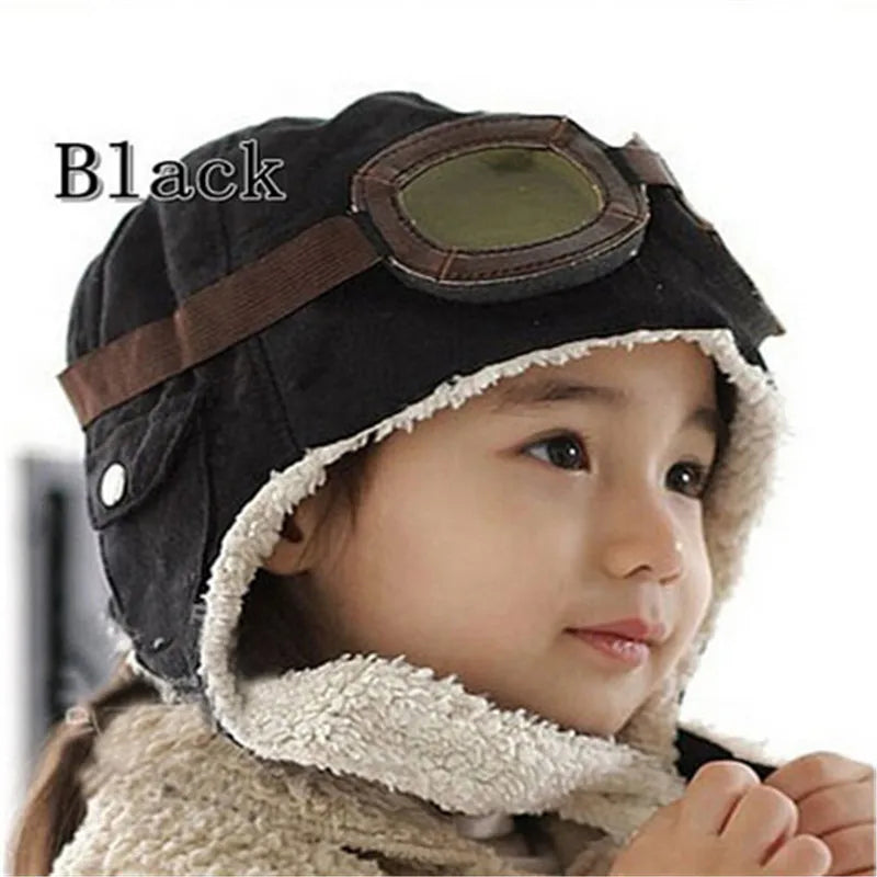 New Winter Fashion Cute BabyToddler Baby Boys Girls Kids Pilot Aviator Warm Cap Hat Beanie Pilot Caps 2 Colors