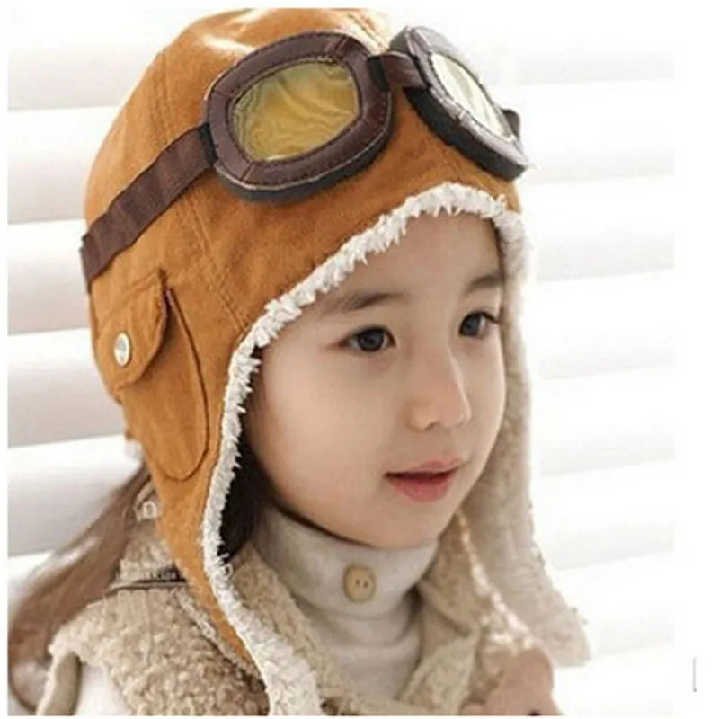 New Winter Fashion Cute BabyToddler Baby Boys Girls Kids Pilot Aviator Warm Cap Hat Beanie Pilot Caps 2 Colors