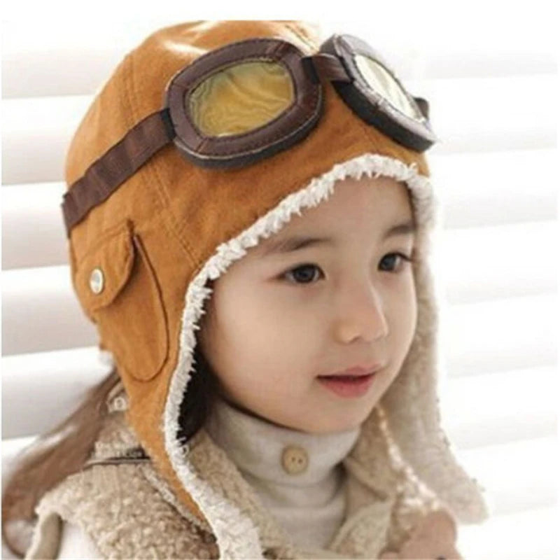 New Winter Fashion Cute BabyToddler Baby Boys Girls Kids Pilot Aviator Warm Cap Hat Beanie Pilot Caps 2 Colors