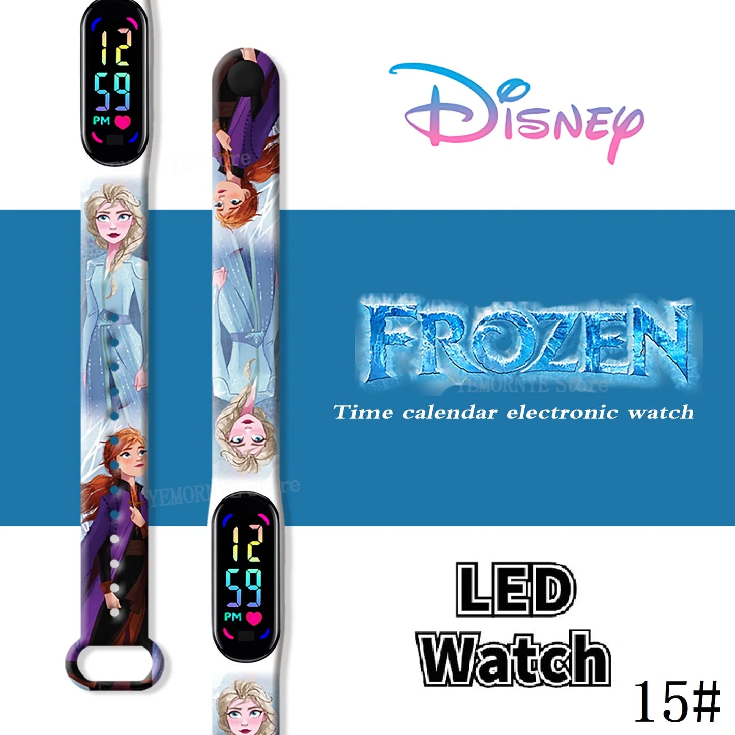 LED Luminous Waterproof Digital Kids' Watch - Disney Frozen Anime Figures Sports Watch for Birthdays