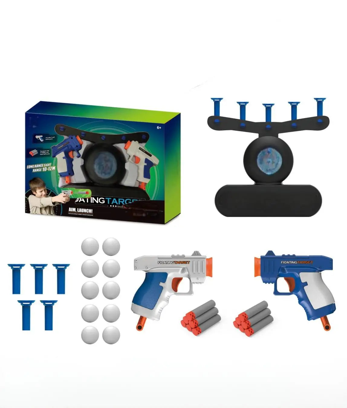 Kids' Foam Dart Shooter Set with Hover Ball TargetBall Toy Dart Board