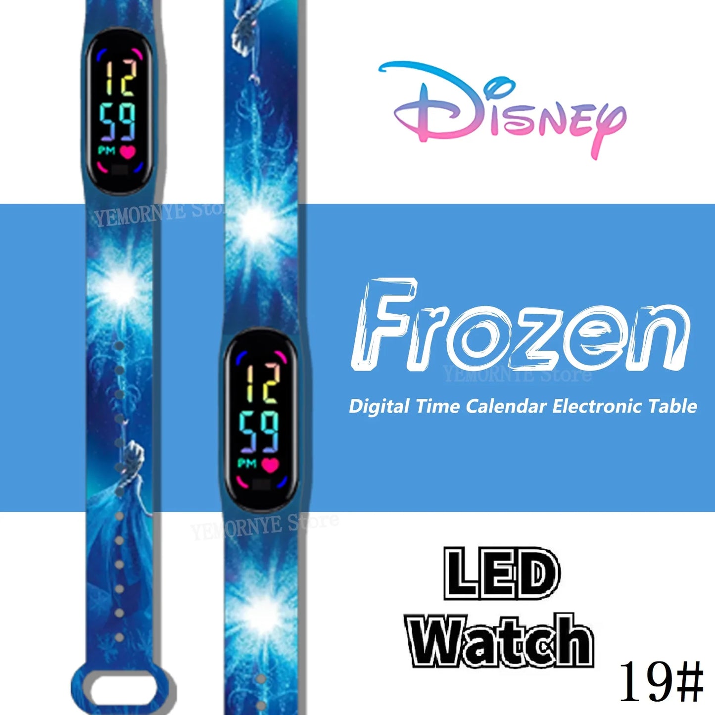 LED Luminous Waterproof Digital Kids' Watch - Disney Frozen Anime Figures Sports Watch for Birthdays