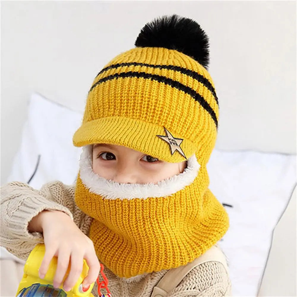 Baby Winter Hat Pom Pom Beanie Hats Baby Girl and Boy Hat with Warm Fleece Lining Baseball Caps for Kids