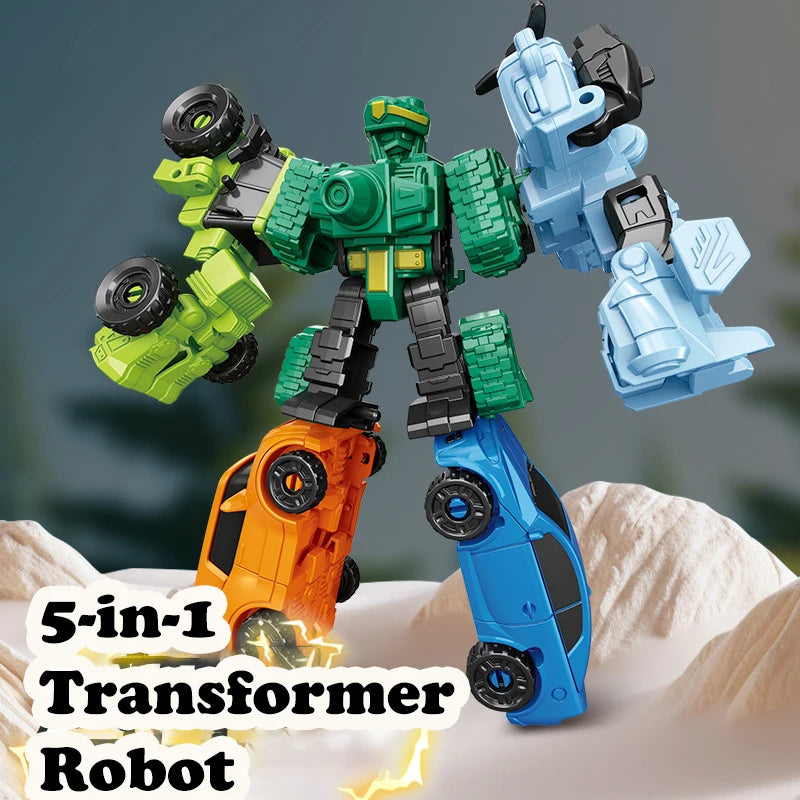 5-in-1 Transforming Alloy Car: Fun Robot Puzzle Toy for Kids