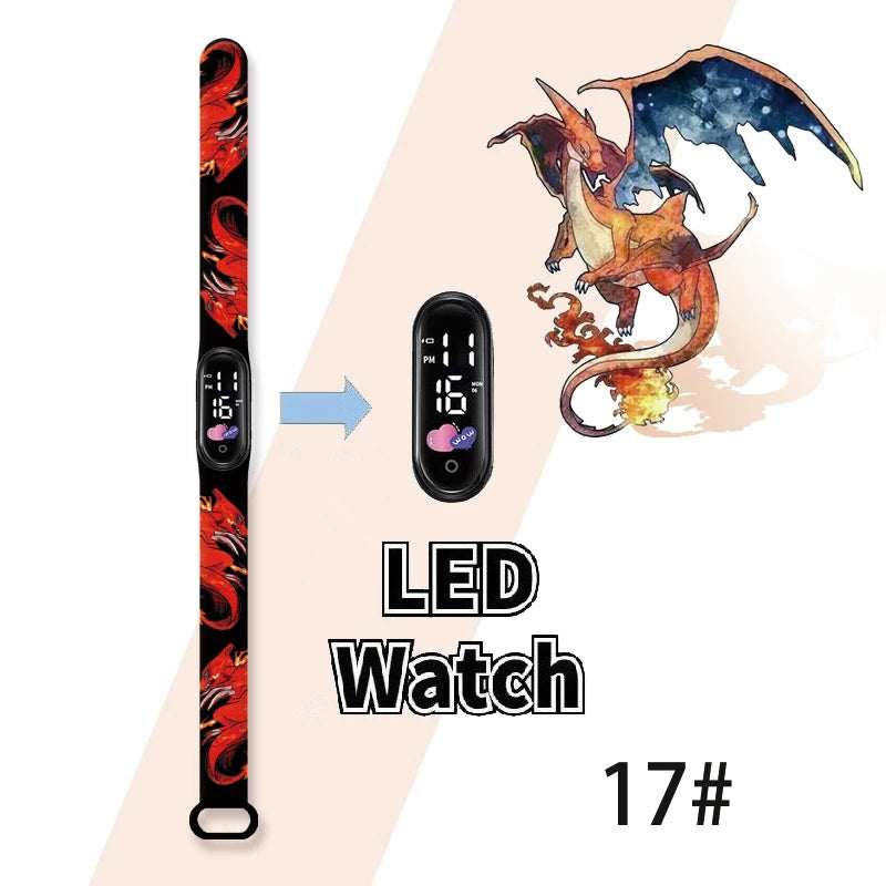 Pokemon Charizard Digital Watches Cartoon Action Figure Anime LED Touch Waterproof Electronic Kids Sports Watch Christmas Gifts