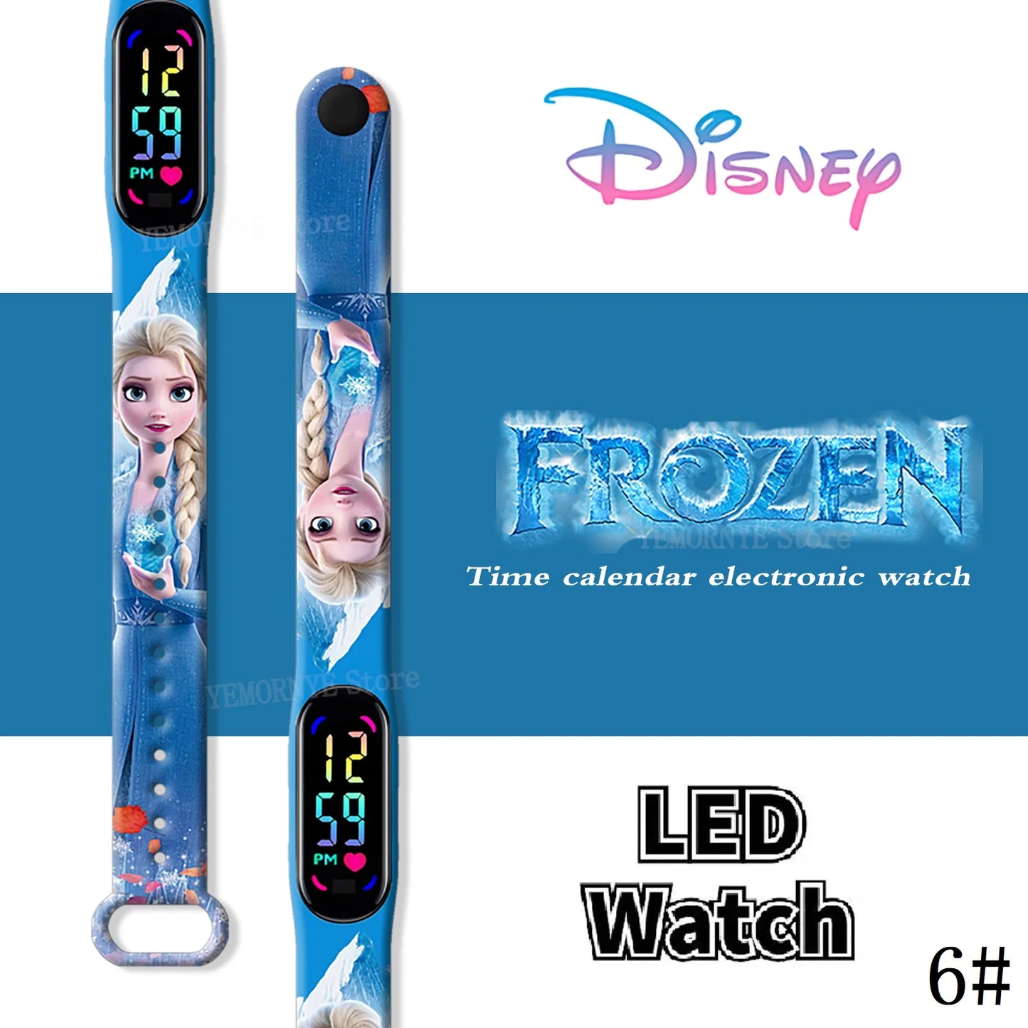 LED Luminous Waterproof Digital Kids' Watch - Disney Frozen Anime Figures Sports Watch for Birthdays