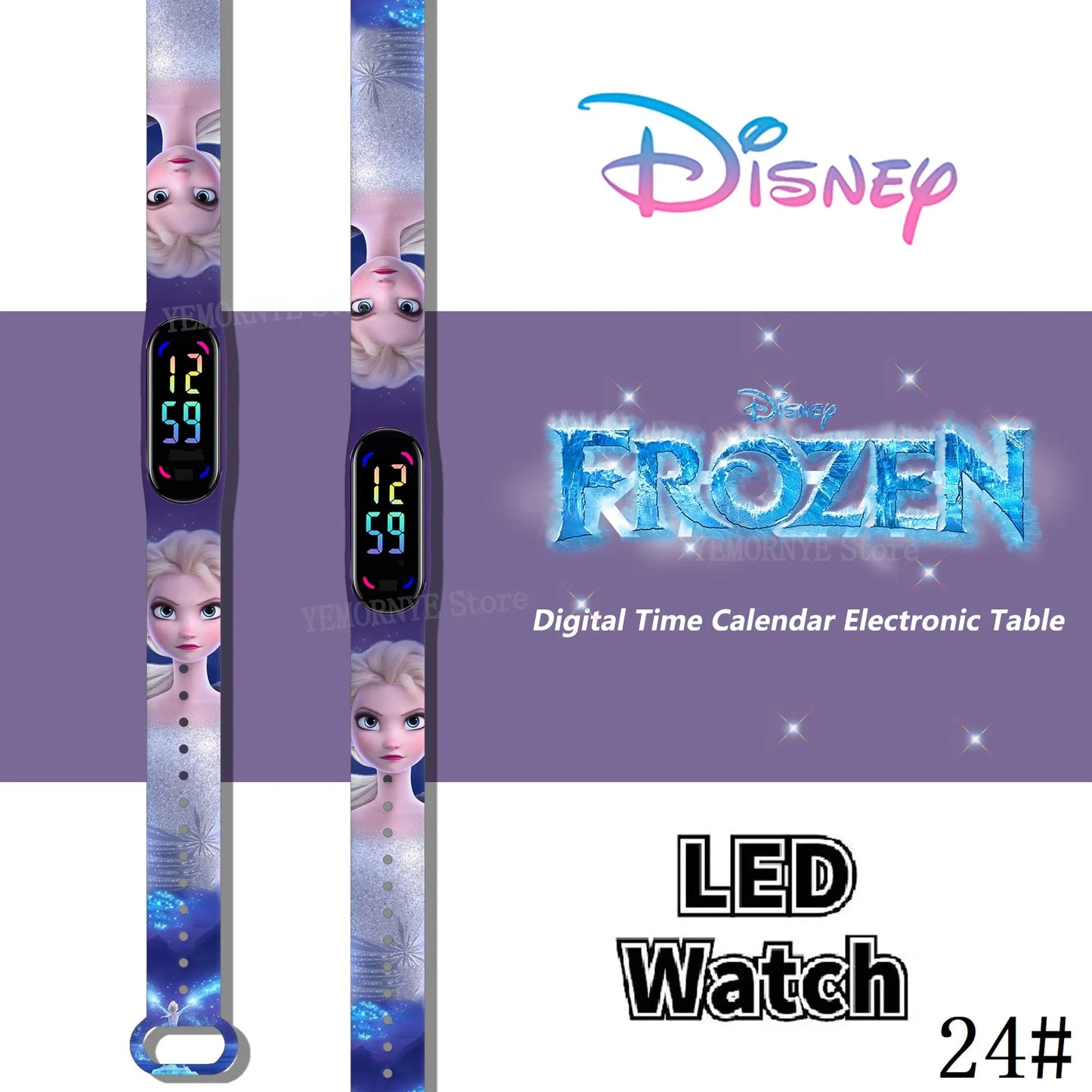 LED Luminous Waterproof Digital Kids' Watch - Disney Frozen Anime Figures Sports Watch for Birthdays