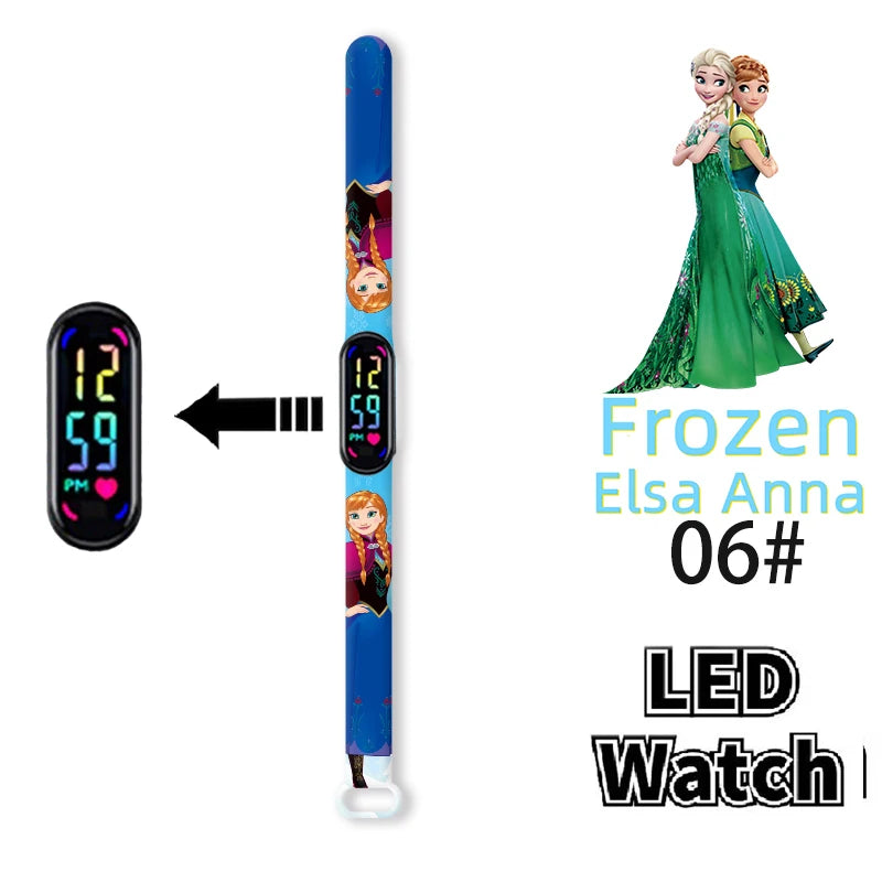 LED Luminous Waterproof Digital Kids' Watch - Disney Frozen Anime Figures Sports Watch for Birthdays