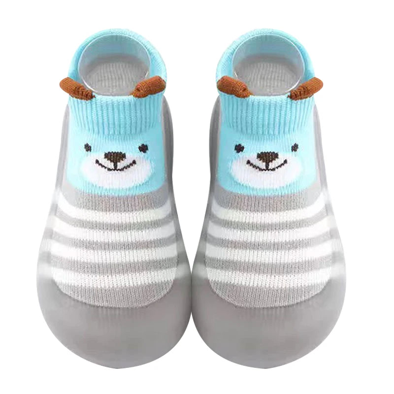 Animal Pattern Baby Socks, Non-slip Silicone Sole, Cute Cartoon Design, Breathable Cotton Shoes for Toddlers, Boys & Girls.