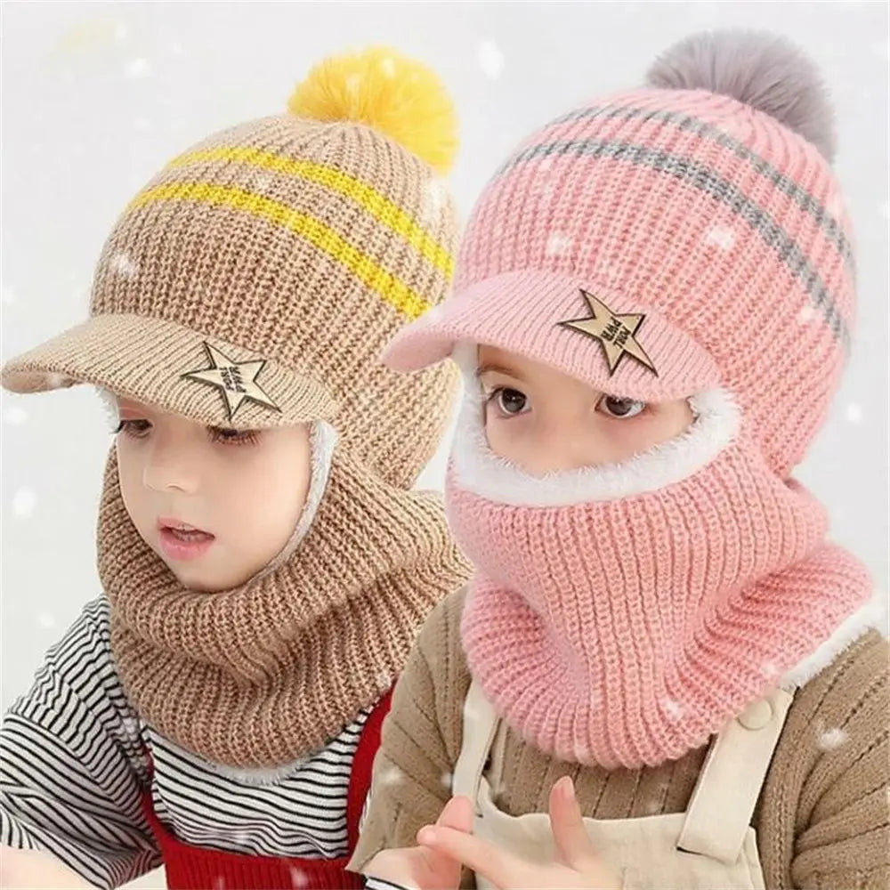 Baby Winter Hat Pom Pom Beanie Hats Baby Girl and Boy Hat with Warm Fleece Lining Baseball Caps for Kids