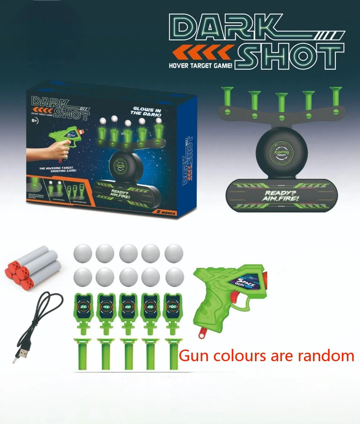 Kids' Foam Dart Shooter Set with Hover Ball TargetBall Toy Dart Board