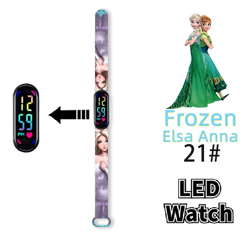 LED Luminous Waterproof Digital Kids' Watch - Disney Frozen Anime Figures Sports Watch for Birthdays