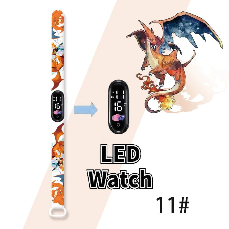 Pokemon Charizard Digital Watches Cartoon Action Figure Anime LED Touch Waterproof Electronic Kids Sports Watch Christmas Gifts