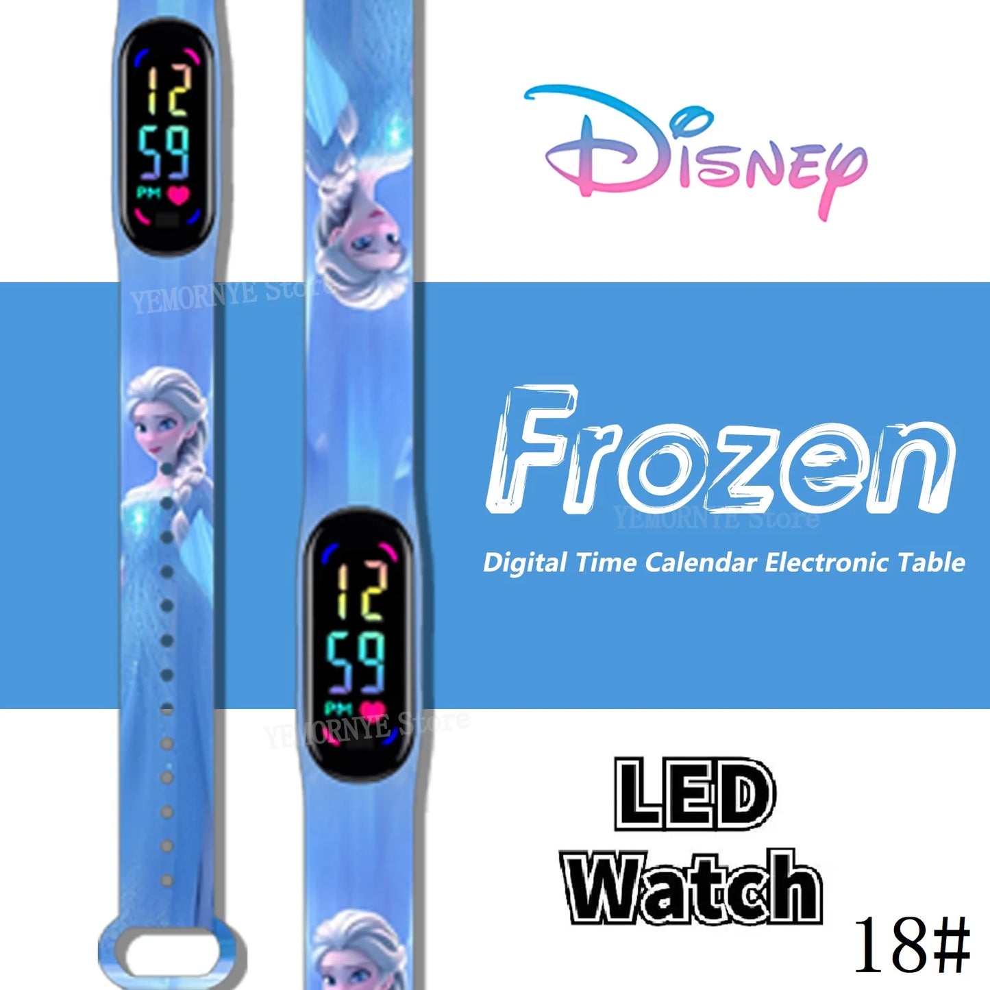 LED Luminous Waterproof Digital Kids' Watch - Disney Frozen Anime Figures Sports Watch for Birthdays