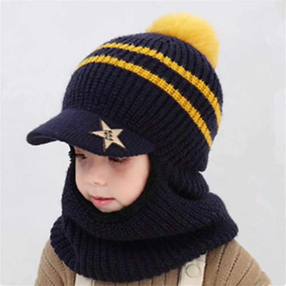 Baby Winter Hat Pom Pom Beanie Hats Baby Girl and Boy Hat with Warm Fleece Lining Baseball Caps for Kids