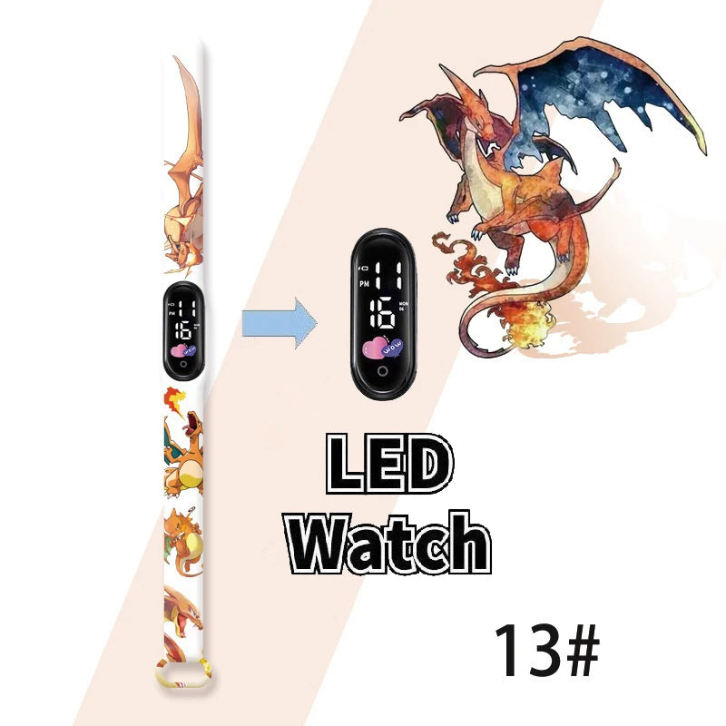 Pokemon Charizard Digital Watches Cartoon Action Figure Anime LED Touch Waterproof Electronic Kids Sports Watch Christmas Gifts