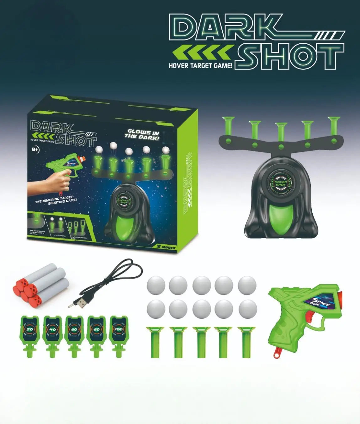 Kids' Foam Dart Shooter Set with Hover Ball TargetBall Toy Dart Board