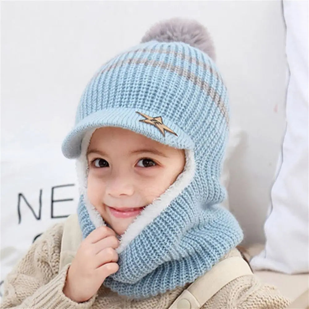 Baby Winter Hat Pom Pom Beanie Hats Baby Girl and Boy Hat with Warm Fleece Lining Baseball Caps for Kids