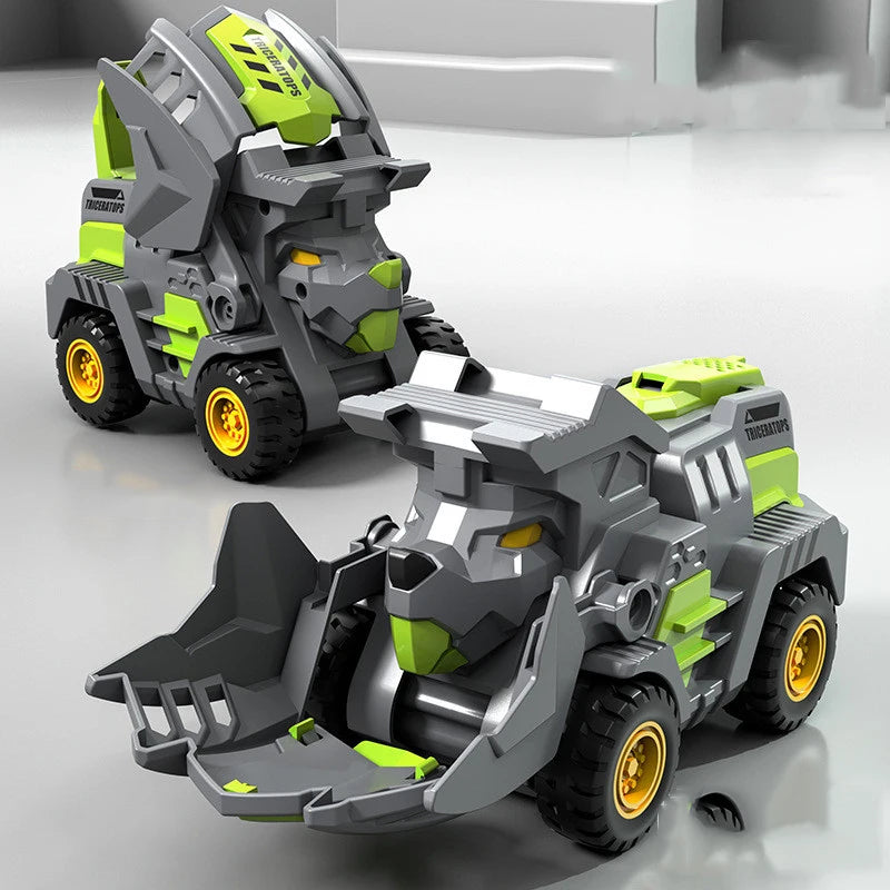 2-in-1 Transforming Dino Car: Inertial Sliding Robot Toy for Boys