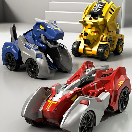 2-in-1 Transforming Dino Car: Inertial Sliding Robot Toy for Boys