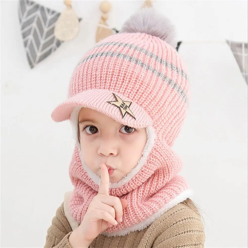 Baby Winter Hat Pom Pom Beanie Hats Baby Girl and Boy Hat with Warm Fleece Lining Baseball Caps for Kids