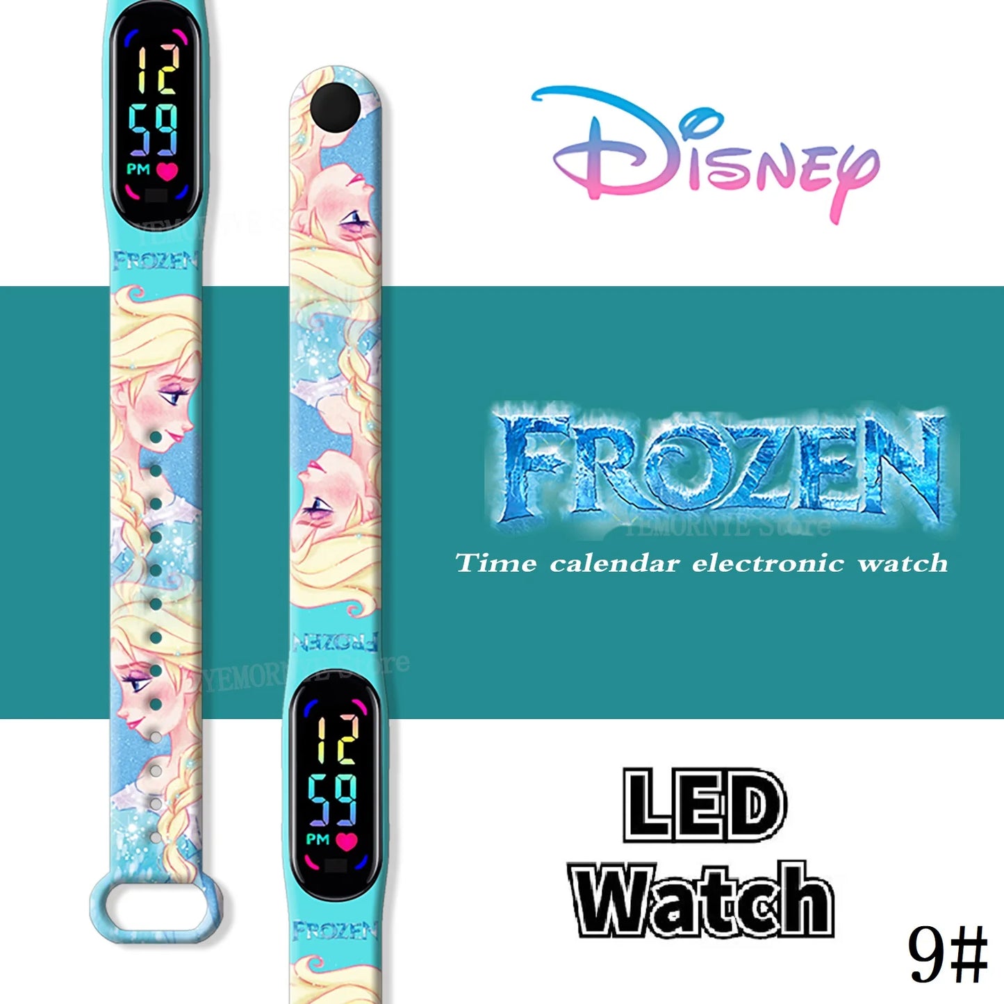 LED Luminous Waterproof Digital Kids' Watch - Disney Frozen Anime Figures Sports Watch for Birthdays