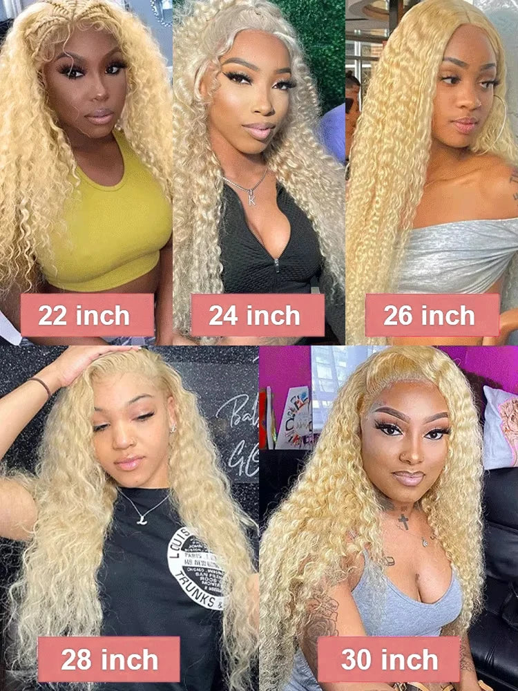 613 Curly Honey Blonde Lace Front Human Hair Wigs Loose Deep Wave 13x6 13×4 HD Water Wave Color Transparent Lace Frontal Wigs