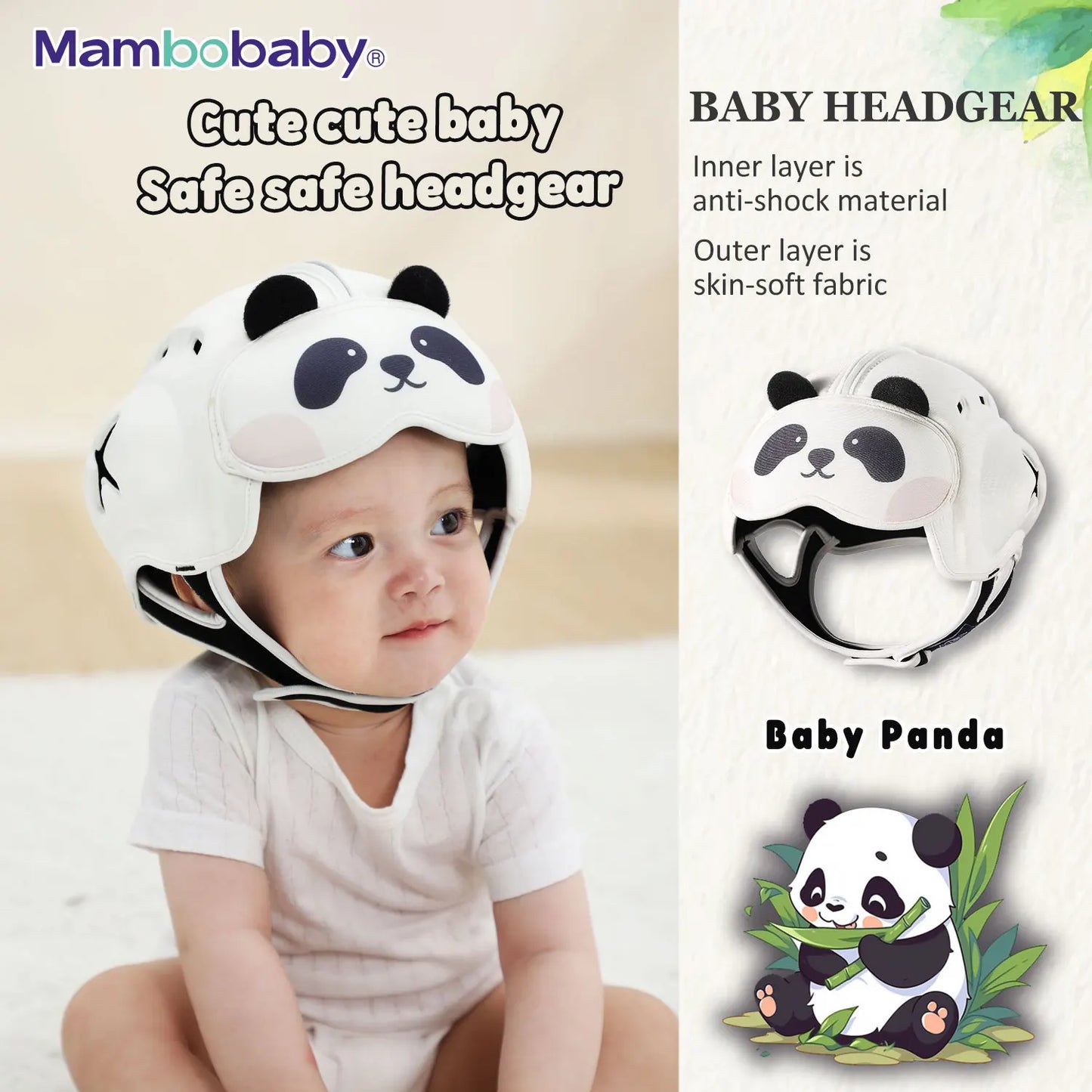 Mambobaby Anti-Shock Baby Helmet – Toddler Head Protector Headgear for Infants Learning to Crawl or Walk, Prevents Injuries from Falls or Bumps.