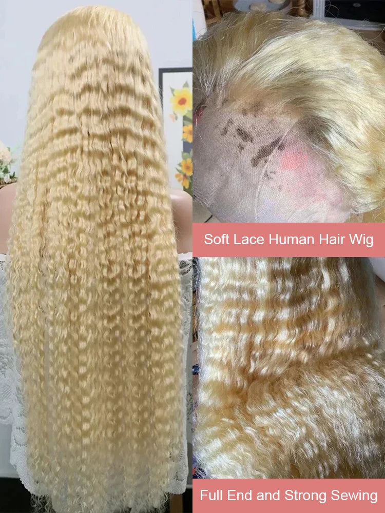 613 Curly Honey Blonde Lace Front Human Hair Wigs Loose Deep Wave 13x6 13×4 HD Water Wave Color Transparent Lace Frontal Wigs