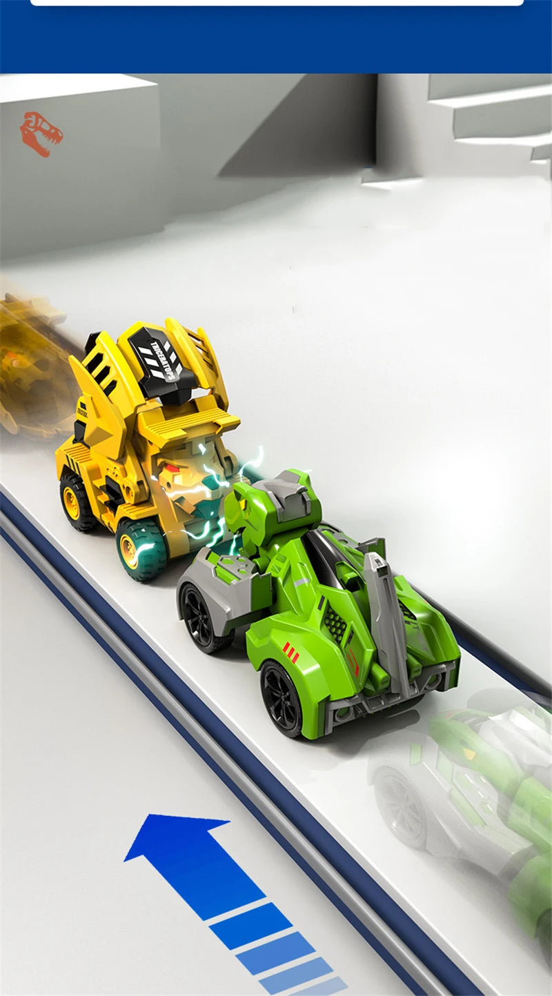 2-in-1 Transforming Dino Car: Inertial Sliding Robot Toy for Boys