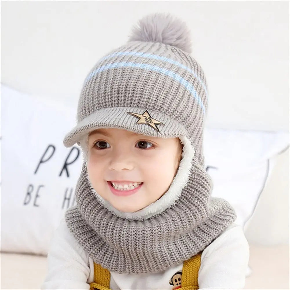 Baby Winter Hat Pom Pom Beanie Hats Baby Girl and Boy Hat with Warm Fleece Lining Baseball Caps for Kids