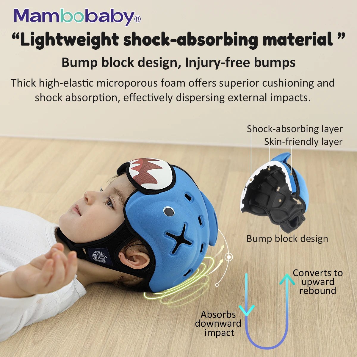 Mambobaby Anti-Shock Baby Helmet – Toddler Head Protector Headgear for Infants Learning to Crawl or Walk, Prevents Injuries from Falls or Bumps.