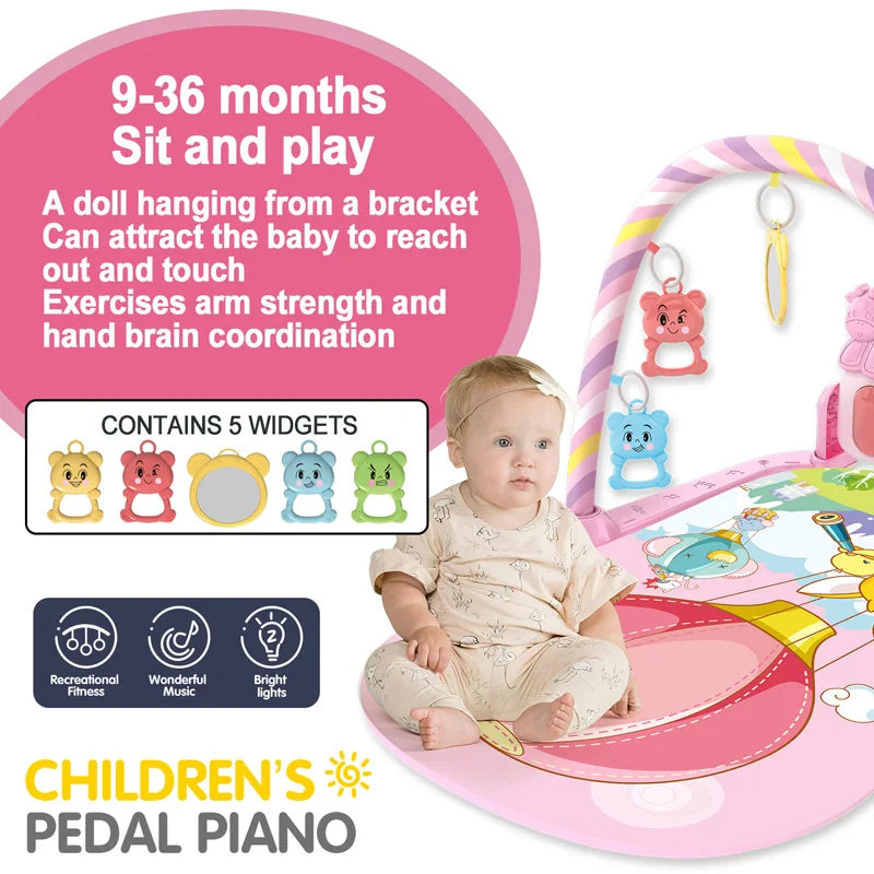 Baby Fitness Play Gym with Music, Activity Toys, Piano, Crawling Mat, Pedal Game Pad, and Early Education Features for Newborns 0-36 Months – Ideal Gift