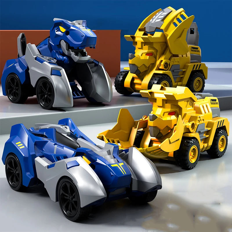 2-in-1 Transforming Dino Car: Inertial Sliding Robot Toy for Boys