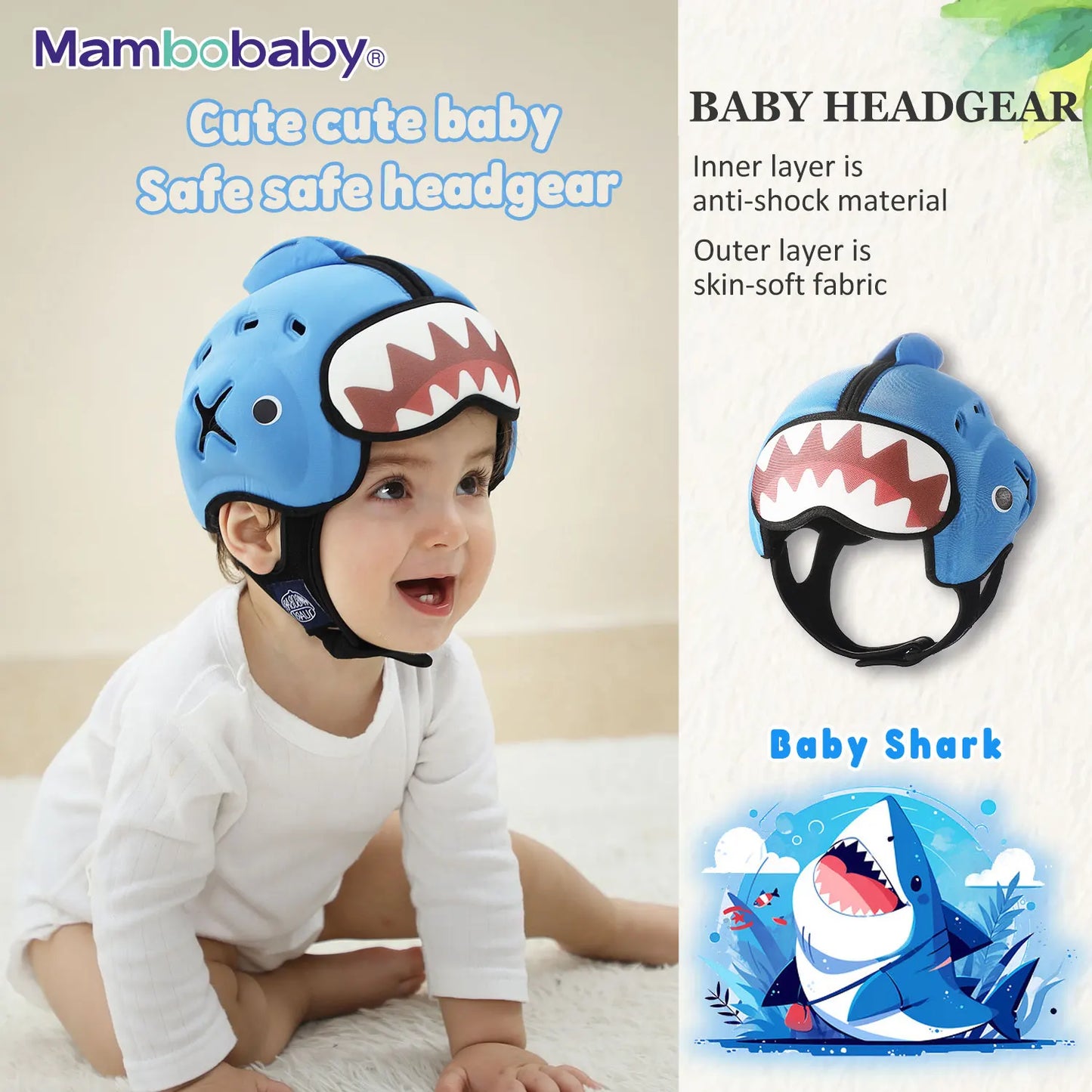 Mambobaby Anti-Shock Baby Helmet – Toddler Head Protector Headgear for Infants Learning to Crawl or Walk, Prevents Injuries from Falls or Bumps.