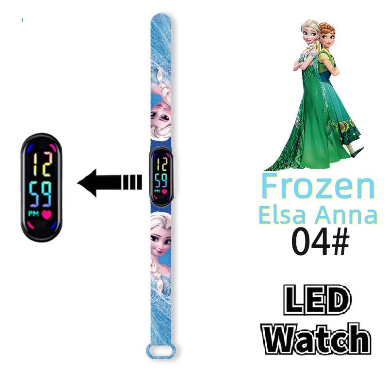 LED Luminous Waterproof Digital Kids' Watch - Disney Frozen Anime Figures Sports Watch for Birthdays