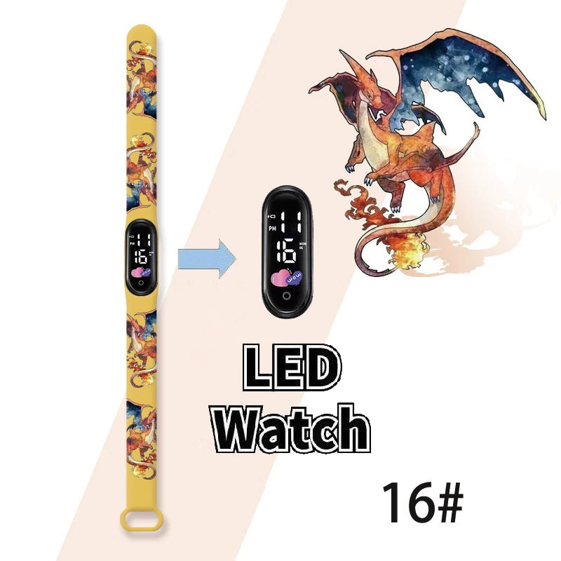 Pokemon Charizard Digital Watches Cartoon Action Figure Anime LED Touch Waterproof Electronic Kids Sports Watch Christmas Gifts