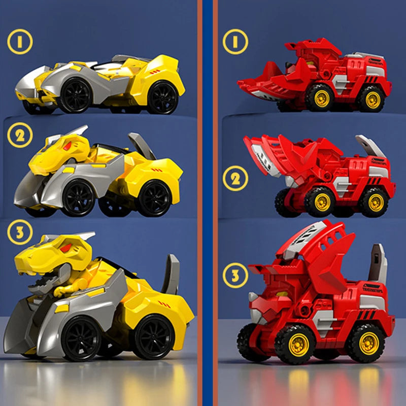 2-in-1 Transforming Dino Car: Inertial Sliding Robot Toy for Boys