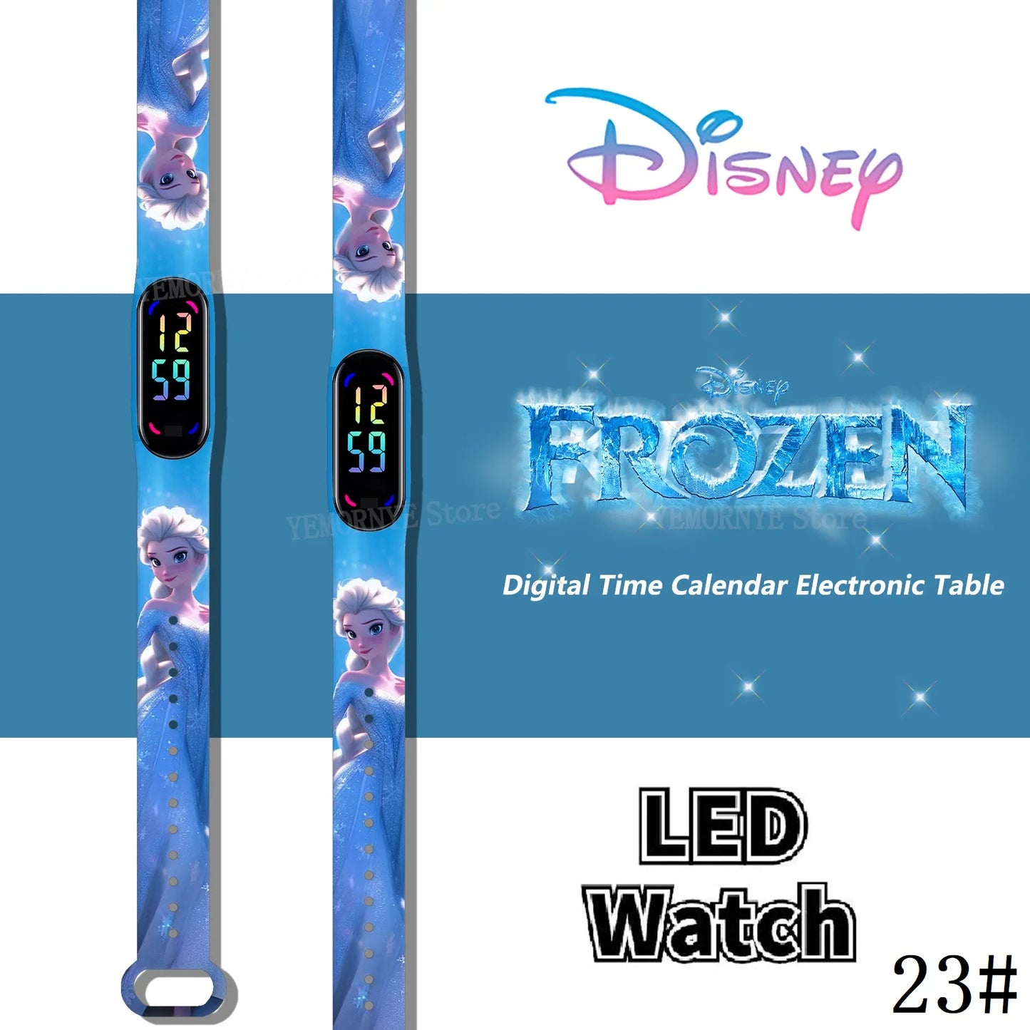 LED Luminous Waterproof Digital Kids' Watch - Disney Frozen Anime Figures Sports Watch for Birthdays