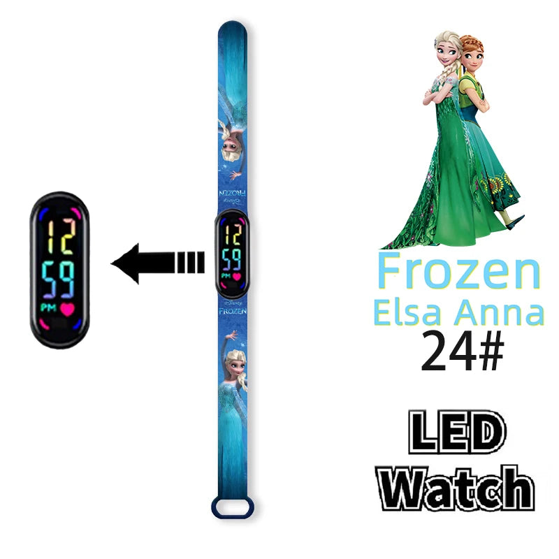 LED Luminous Waterproof Digital Kids' Watch - Disney Frozen Anime Figures Sports Watch for Birthdays