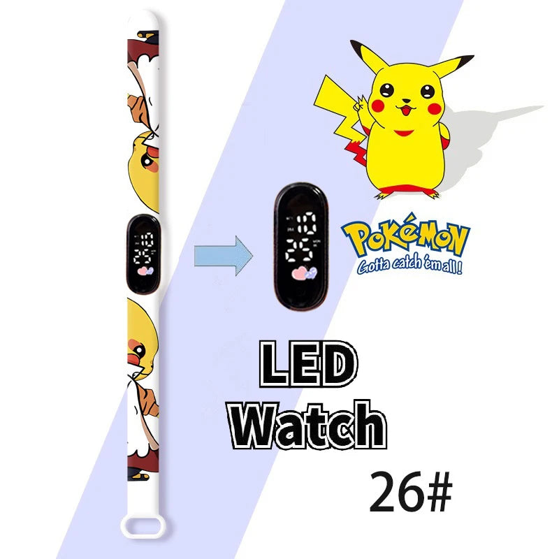 Pokemon Charizard Digital Watches Cartoon Action Figure Anime LED Touch Waterproof Electronic Kids Sports Watch Christmas Gifts