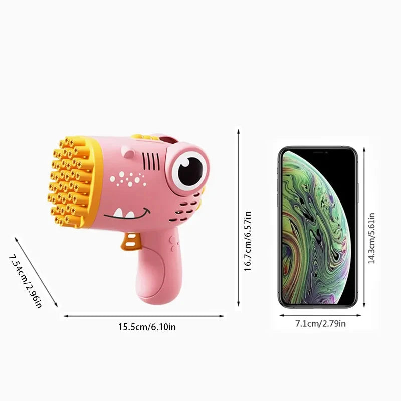 Kids 40 Hole Dinosaur Bubble Gun Toys Summer Soap Water Bubble Machine 2-in-1 Electric Bubble Machine For Children Gift Toys