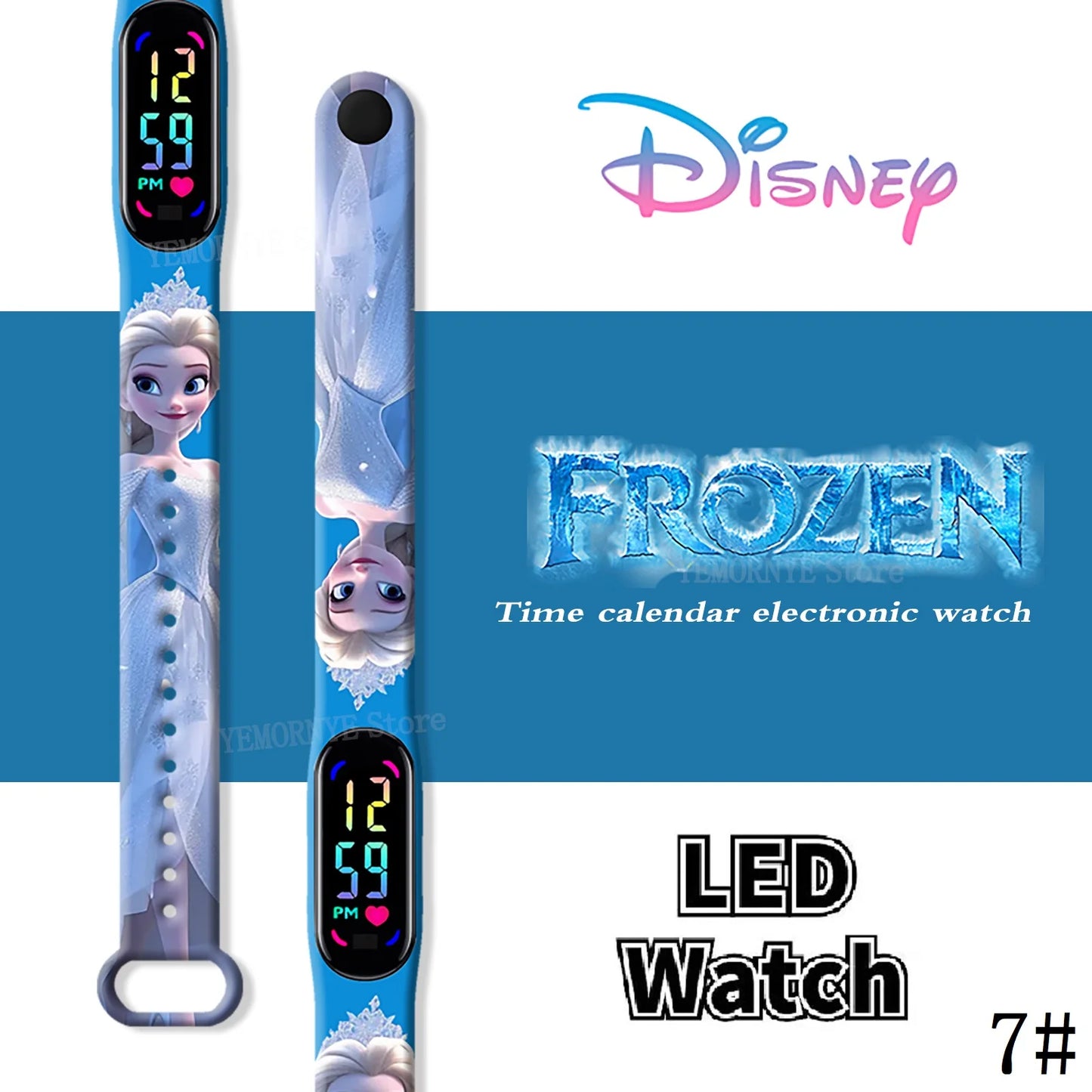 LED Luminous Waterproof Digital Kids' Watch - Disney Frozen Anime Figures Sports Watch for Birthdays