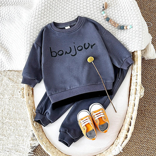 Newborn Sets Lette baby boy style r Long Sleeve Top Hoodie Pants Infant Outfits Suit Baby Sweatshirt Kids Children Clothing