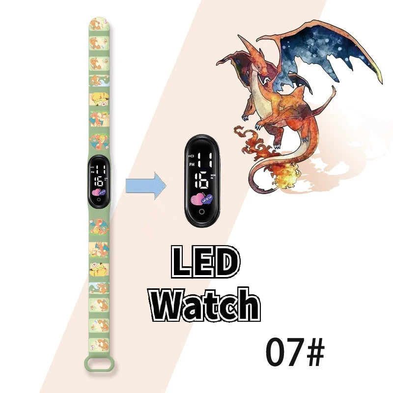 Pokemon Charizard Digital Watches Cartoon Action Figure Anime LED Touch Waterproof Electronic Kids Sports Watch Christmas Gifts