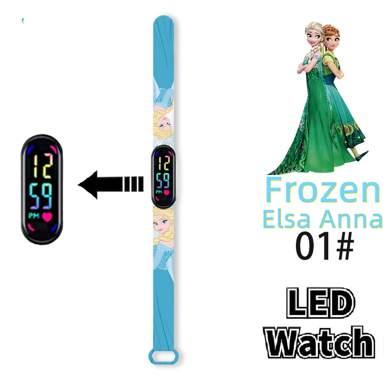 LED Luminous Waterproof Digital Kids' Watch - Disney Frozen Anime Figures Sports Watch for Birthdays