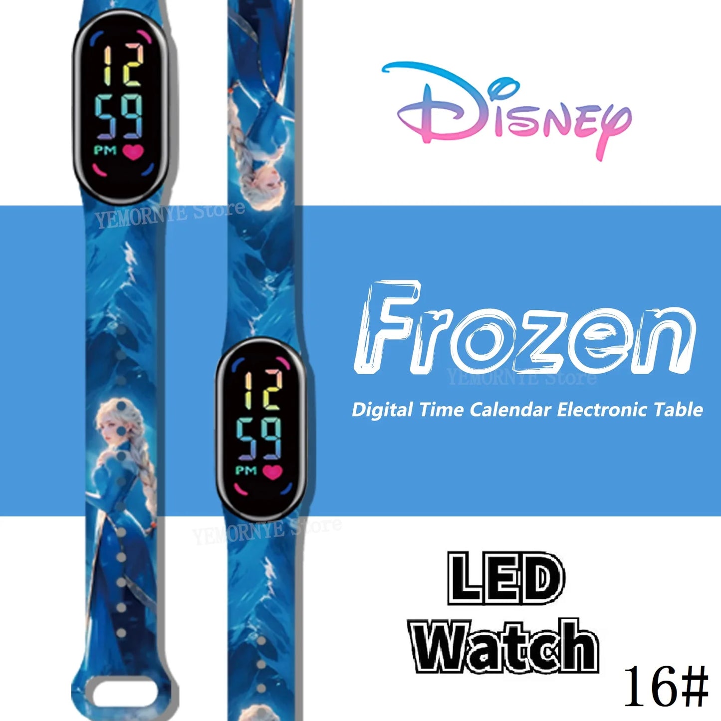 LED Luminous Waterproof Digital Kids' Watch - Disney Frozen Anime Figures Sports Watch for Birthdays